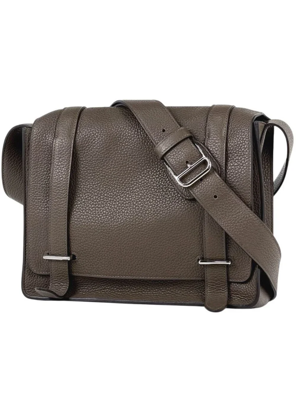 Hermes Steve Caporal 27 Shoulder Bag Taurillon Clemence Etain
